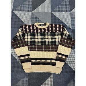 Vintage 90s Heavyweight Cotton Sweater Pullover Woods & Gray Cotton Knit Mens XL